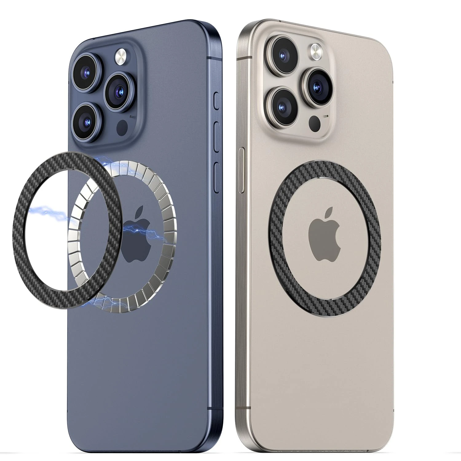Magnetic Ring Sticker for Magsafe Phone Magnet 2 Pack, Upgrade Bulit-in Magnet for Wireless Charging, Phone Case, Car Holder, Universal Conversion for MagSafe Adapter Kit (Carbon Black)