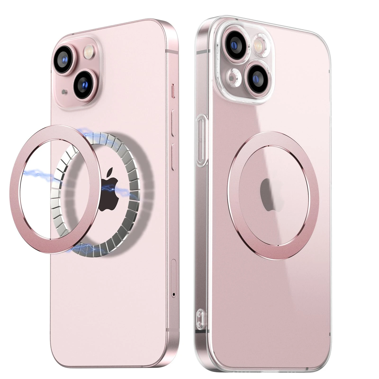 Magnetic Ring Sticker for Magsafe Phone Magnet 2 Pack, Upgrade Bulit-in Magnet for Wireless Charging, Phone Case, Car Holder, Universal Conversion for MagSafe Adapter Kit (Pink)
