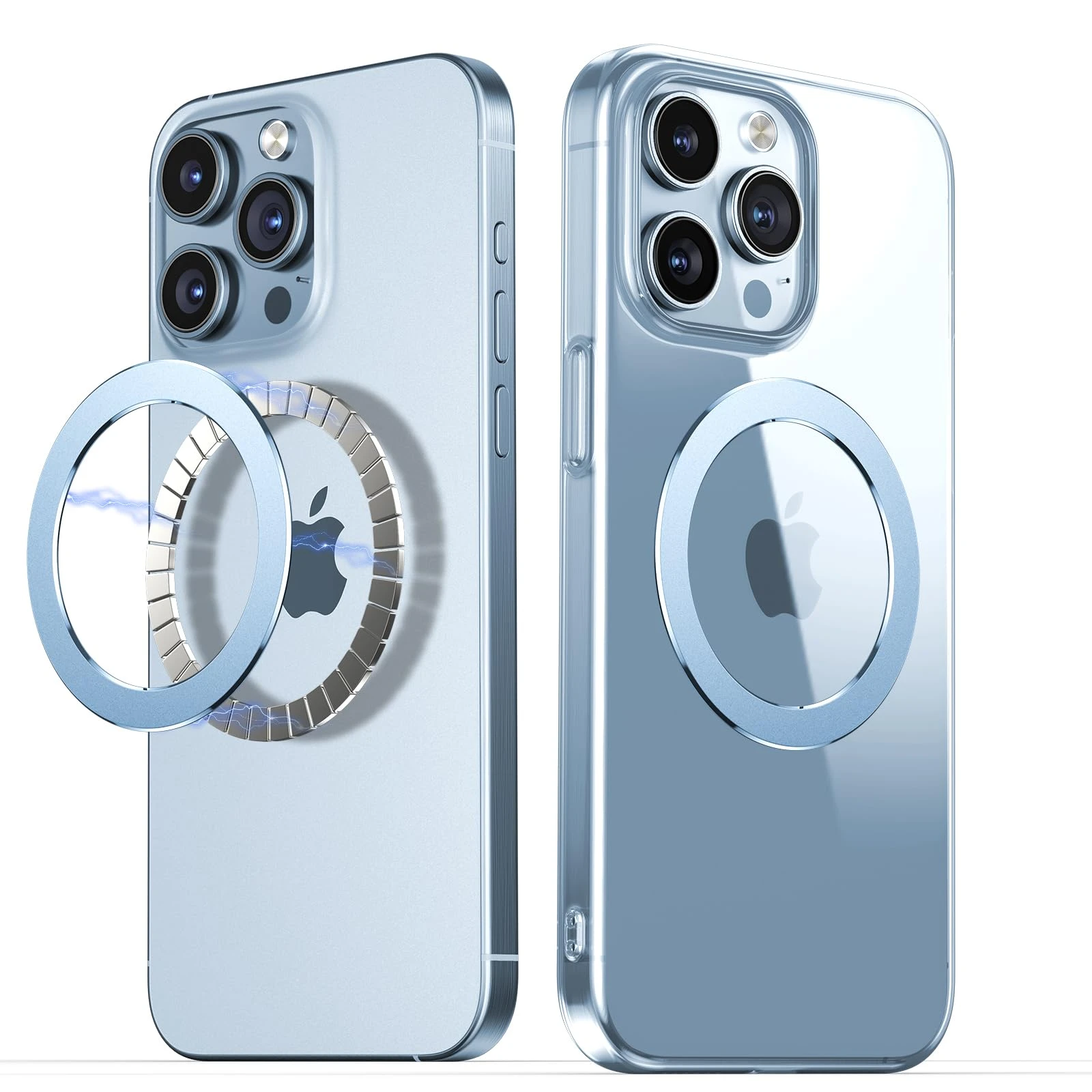 Magnetic Ring Sticker for Magsafe Phone Magnet 2 Pack, Upgrade Bulit-in Magnet for Wireless Charging, Phone Case, Car Holder, Universal Conversion for MagSafe Adapter Kit (Light Blue)