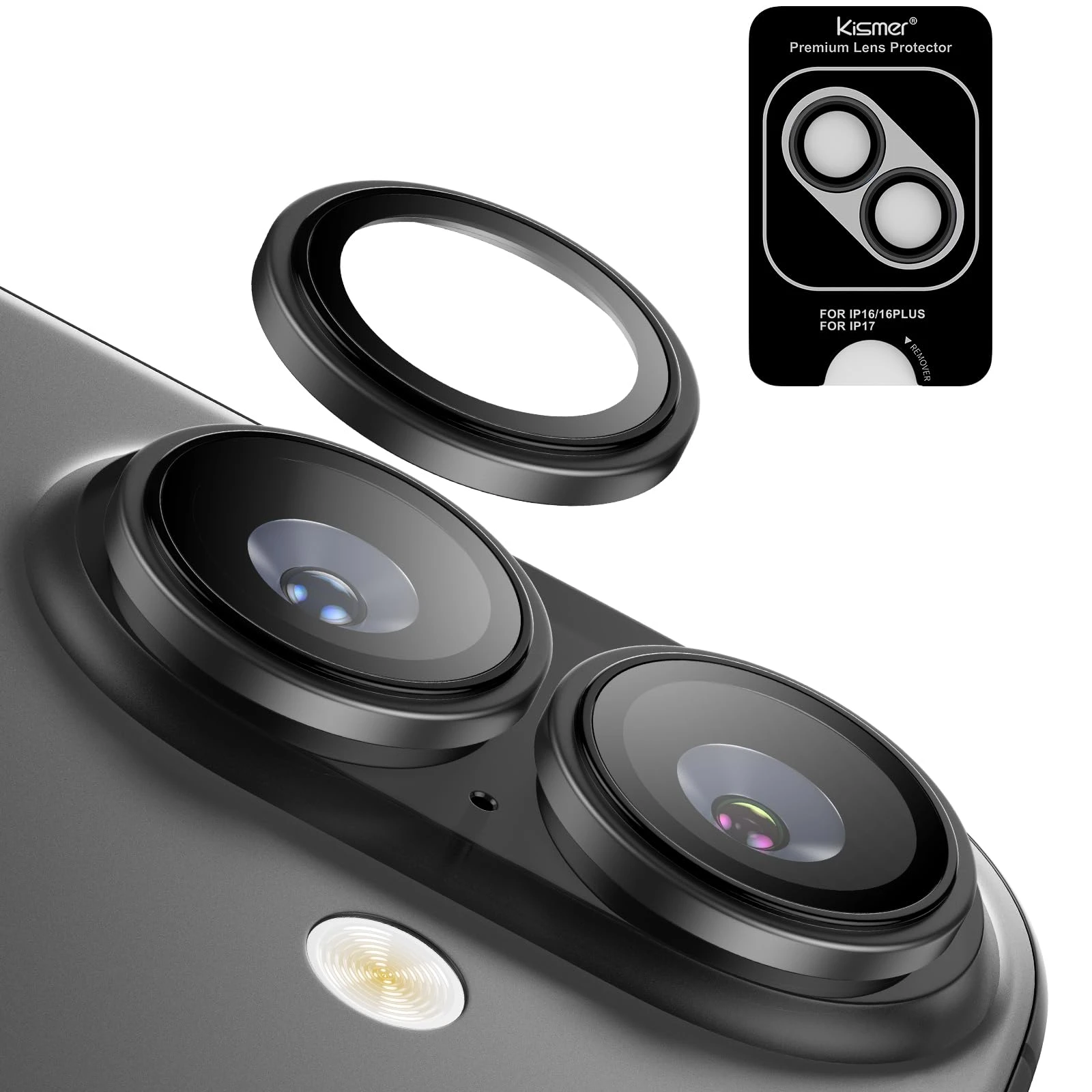 Lens Protector for iPhone 17, 9H Sapphire Glass Camera Lens Cover, Black