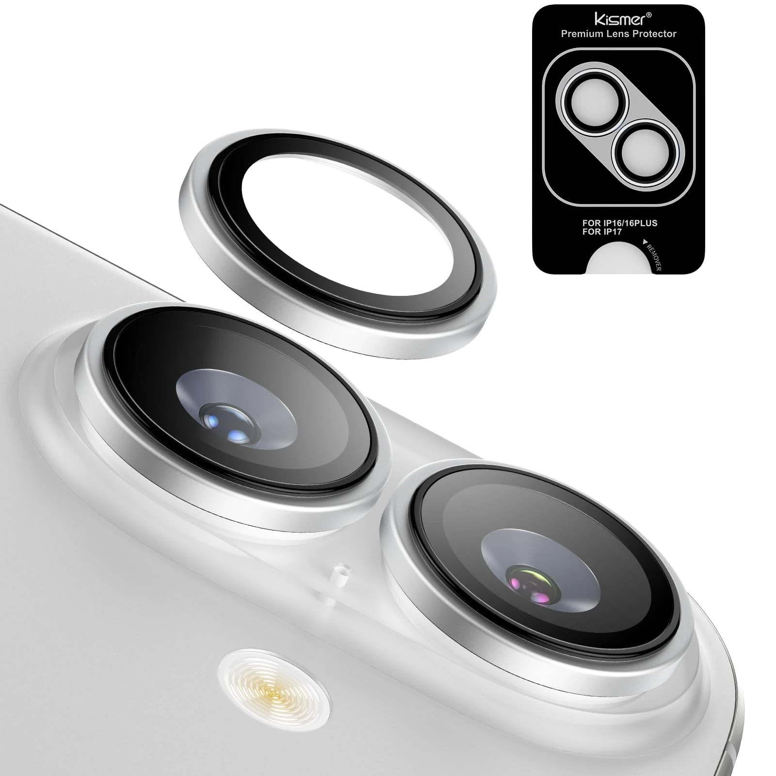 Sapphire Glass for iPhone 17 Camera Lens Protector, Lens Screen Cover, Silver