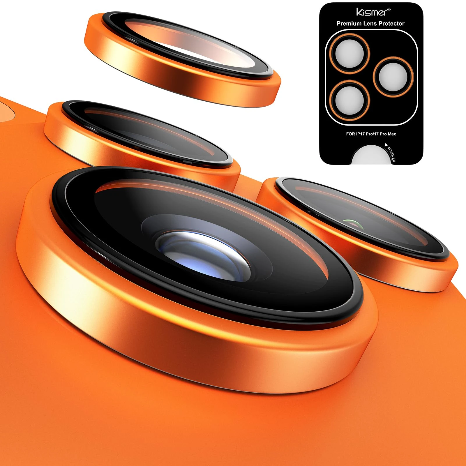 Camera Lens Protector for iPhone 17 Pro Max/17 Pro [9H Sapphire Glass] iPhone 17 Pro Max Camera Lens Protector, 17 ProMax Lens Screen Cover, Orange