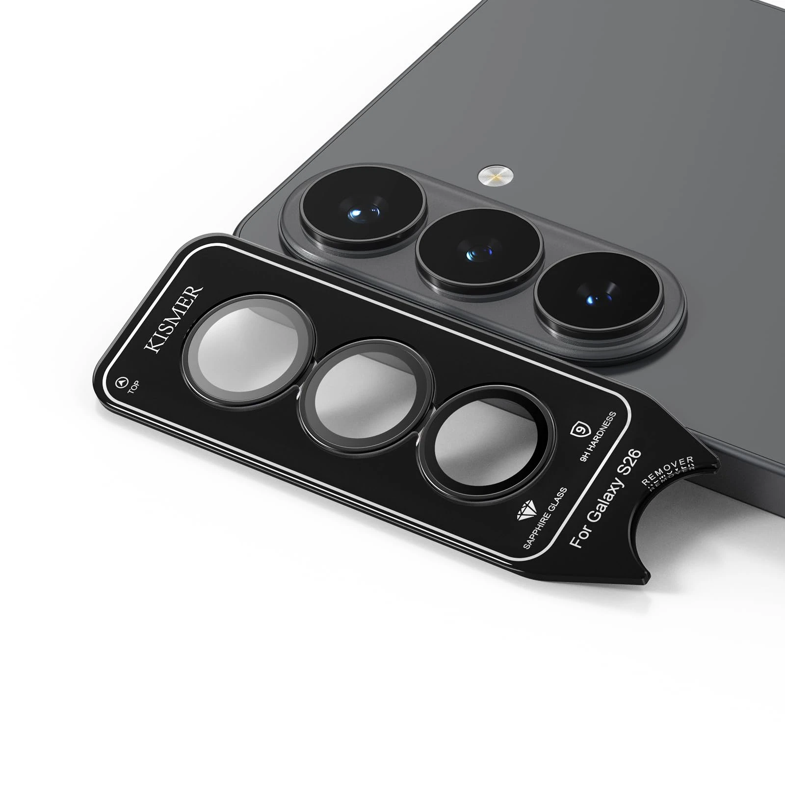 for Samsung Galaxy S26 Camera Lens Protector,Premium Sapphire Glass 9H Hardness with Aluminum Edging, Case Friendly, Black